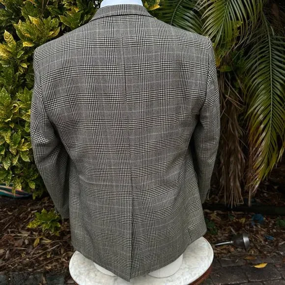 Irvine Park Glenn Plaid Men 44S Blazer Sport Coat Super Fine Lambswool Tan